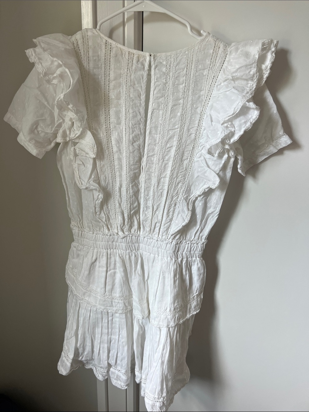 LoveShackFancy White Ruffled Swiss Dot Mini Dress - Picture 4 of 5